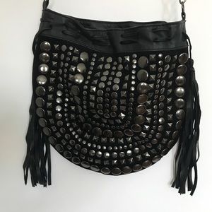 Black studded crossbody bag